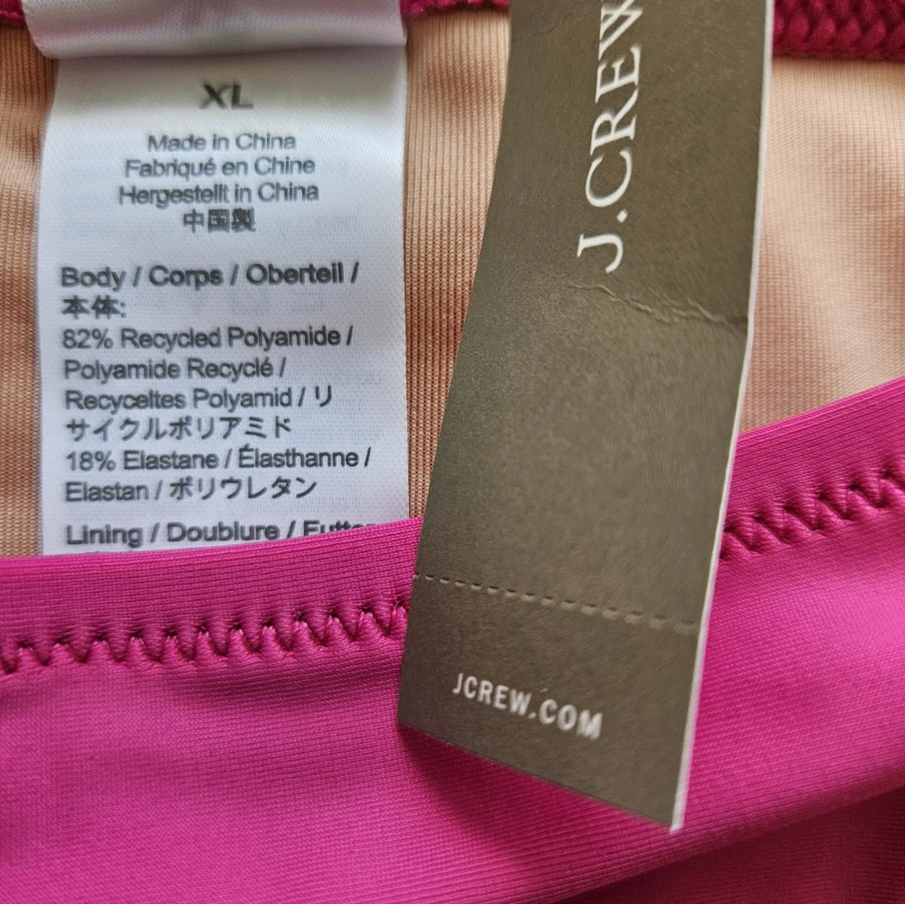 J.Crew Hipster Full Coverage Mid Rise Bikini Bottom, Xl, Pink